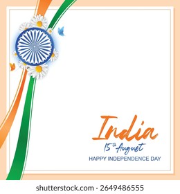 Happy Independence Day of India background with flag of India. Vector illustration.