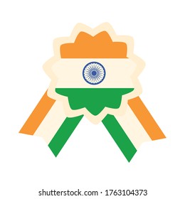 happy independence day india, badge proud national festive vector illustration flat style icon
