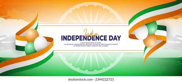 Happy Independence Day India banner, with orange, white and green flag elements