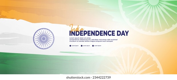 Happy Independence Day India banner, with orange, white and green flag elements