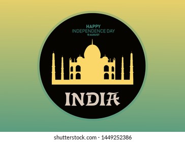 Happy independence day India. Color Background, Taj Mahal