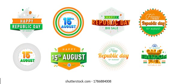 Happy Independence Day Of India, Concept, Template, Banner, Logo Design, Icon, Poster, Unit, Label, With Celebration - Vector, Illustration