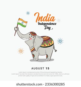 Happy Independence Day India Elephant Illustration