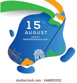 Happy Independence day India, Flyer design of 15th August, vector illustration