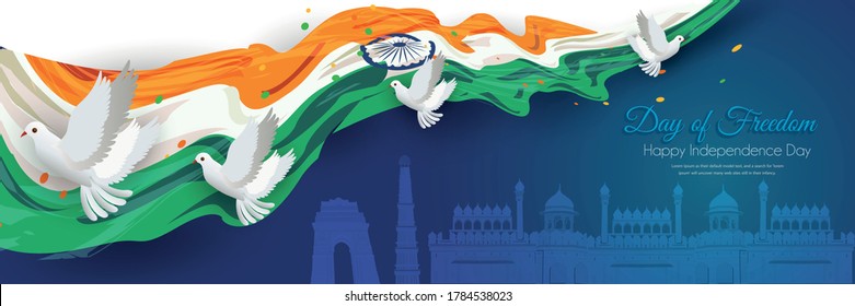 Happy Independence day India, Flyer design of 15th August, freedom day of India, vector illustration