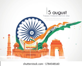 Happy Independence day India, Flyer design of 15th August, freedom day of India, vector illustration