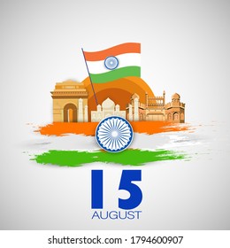 Happy Independence day India, Flyer design of 15th August, vector illustration.