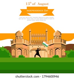 Happy Independence day India, Flyer design of 15th August, vector illustration.