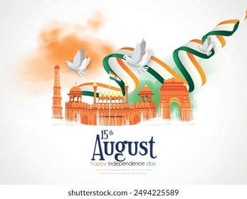 Feliz Día de la Independencia de la India, Diseño de volante del 15 de agosto, Día de la Libertad de la India, Ilustración vectorial