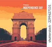 happy independence day India Gate vector illustration