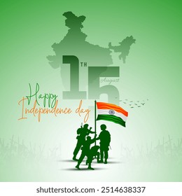 Happy Independence Day India greeting card design for social media posts and Independence Day celebration design