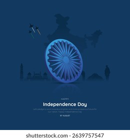 Happy Independence Day of India greeting card design with india Map. 77th Independence Day India creative poster and background vector illustration design.