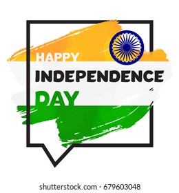 Happy Independence day India Greeting Template with Ashoka wheel. 15th of august. Design elements for print, card, banner, celebration. Vector
