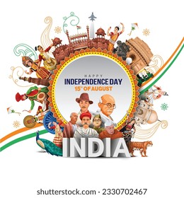 happy independence day India greetings. abstract vector illustration design.