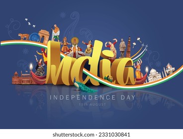 happy independence day India greetings. abstract vector illustration design.