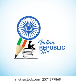 Happy Independence Day India greetings. Education Housing Automobile concept, abstract vector illustration design. 26 January background