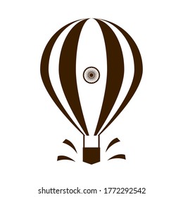 happy independence day india, hot air balloon with flag vector illustration silhouette style icon