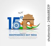 happy independence day India. monuments with Indian flag. abstract vector illustration design