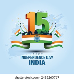 happy independence day India. monuments with Indian flag. abstract vector illustration design