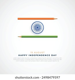 Feliz Día de la Independencia India Social Media Post y Tarjeta de Felicitación. Ilustración vectorial de Plantilla de volante de celebración del Día de la Independencia India