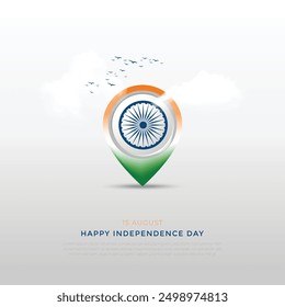 Feliz Día de la Independencia India Social Media Post y Tarjeta de Felicitación. Ilustración vectorial de Plantilla de volante de celebración del Día de la Independencia de la India.