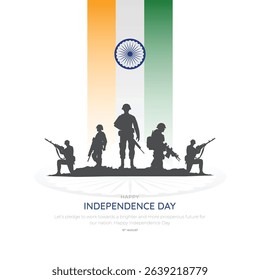 Happy Independence Day India Social Media Post and Greeting Card. 15 August - Indian Independence Day Celebration Flyer Template with Text.