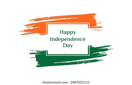 Happy Independence Day in India. Tri color national flag brush stroke. Vector illustration