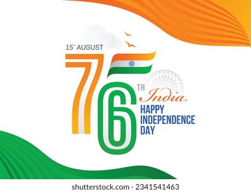 Happy Independence Day India Typography, elements, decoration.