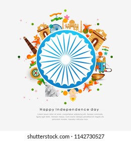 Happy Independence day India, Vector illustration, Flyer design for 15th August.