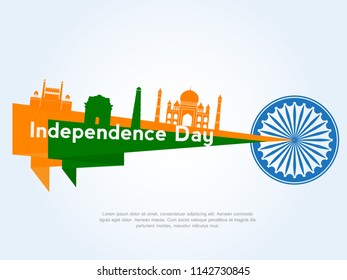 Happy Independence day India, Vector illustration, Flyer design for 15th August.
