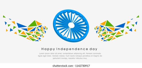 Happy Independence day India, Vector illustration, Flyer design for 15th August.