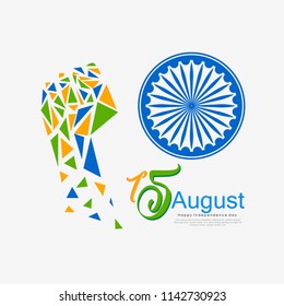 Happy Independence day India, Vector illustration, Flyer design for 15th August.