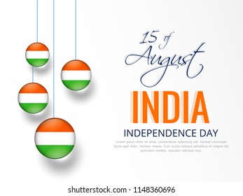 Happy Independence day India, Vector illustration, Flyer design for 15th August.