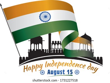 Happy Independence day India Vector illustration Flyer design for 15th August