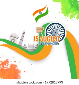 Feliz Día de la Independencia India, ilustración vectorial, diseño de volante para el 15 de agosto