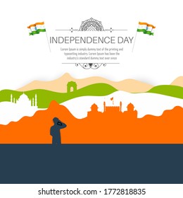 Feliz Día de la Independencia India, ilustración vectorial, diseño de volante para el 15 de agosto