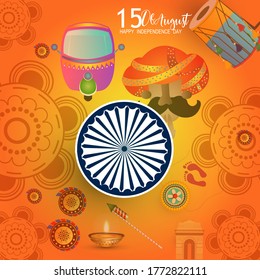 Feliz Día de la Independencia India, ilustración vectorial, diseño de volante para el 15 de agosto