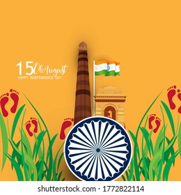 Happy Independence day India, Vector illustration, Flyer design for 15th August