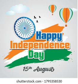 Happy Independence day India, Vector illustration, Flyer balloon for 15th August.