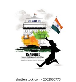 Happy Independence day India, Vector illustration, hindi typography swatantrata Diwas ki Hardik shubhkamnaye .
