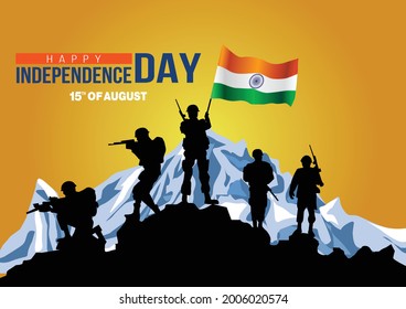 happy independence day India. vector illustration of Indian army with flag