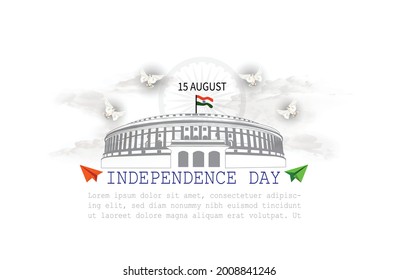Feliz Día de la Independencia India, ilustración vectorial, tipografía hindi swatantrata Diwas ki Hardik shubhkamnaye .