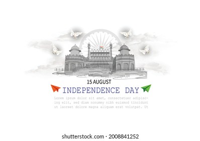 Feliz Día de la Independencia India, ilustración vectorial, tipografía hindi swatantrata Diwas ki Hardik shubhkamnaye .