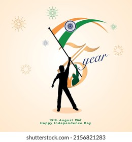 Feliz día de la independencia Diseño de plantillas de vectores de India Diseño Ilustración. un hombre de silueta corriendo con la bandera india.