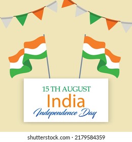 Happy Independence day India, Vector illustration, Flyer design for 15th August.