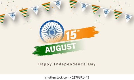 Happy Independence Day of India Vector Illustration. Happy Republic ay 15th August Template Poster Banner Flyer. Indian Independence Day celebrations with Ashoka Wheel