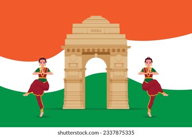 Feliz Día de la Independencia India Vector Ilustración
