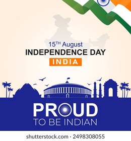 happy Independence Day India. vector illustration of Indian flag. poster, banner, template design