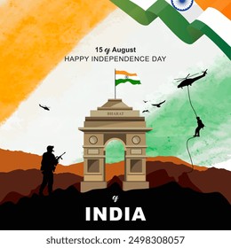 happy Independence Day India. vector illustration of Indian flag. poster, banner, template design