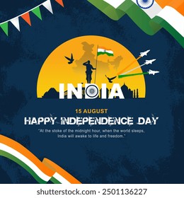 Happy Independence Day India. vector illustration of Indian flag. poster, banner, template design